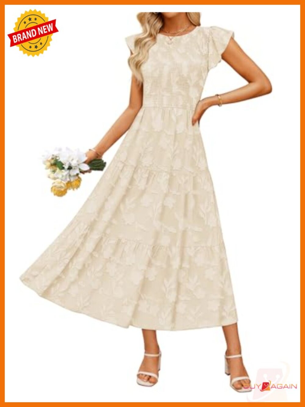 Womens Floral Boho Smocked Flowy Maxi Dress Short Sleeve Summer Vacation